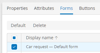 Selecting the form to delete