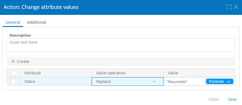 Change Attribute Values ​​action properties