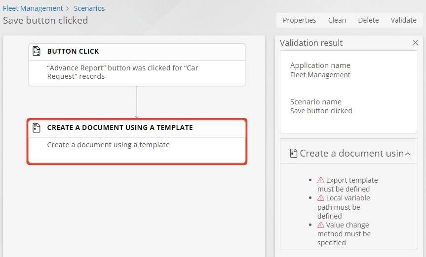 Scenario validation result