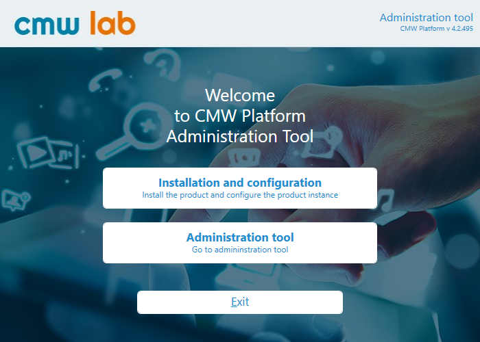 The Administration Tool initial window