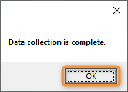 Diagnostic data collection completion message
