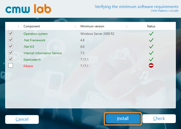 Verifying the minimum software requirements