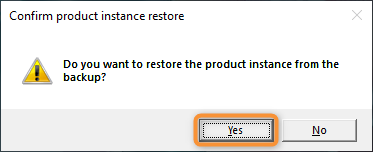 Confirming the instance restore from a backup